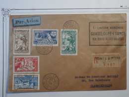 C GUADELOUPE BELLE LETTRE RR 1935 IER LIAISON AERIENNE  POINTE A PITRE FRANCE VIA TERRE NEUVE++++AFFR. PLAISANT+ - Airmail