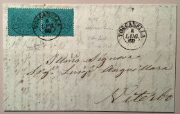 Stato Pontificio Sa.25 SPL ! (EX PROVERA) TOSCANELLA 1868 Lettera>Viterbo (A.Diena Lettre Pontifical States Cover - Stato Pontificio