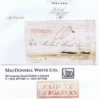 Ireland Waterford 1835 Front Only To Dublin At "10" With Boxed PAID AT/DUNGARVAN, Clear Strike In Red - Prephilately