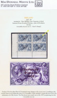 Ireland 1927-28 Wide Date Saorstát 3-line Overprint On 10s Blue Block Of 4 Incl "Circumflex Accent" Of Row 9/2 Mint - Ungebraucht