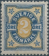 Suède-Sweden-Schweden,SVERIGE,Svezia -1892 Two-tone Number Type - 2ÖRE Blue/yellow,Mint,Value:€10,00 - Neufs