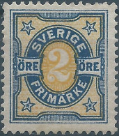 Suède-Sweden-Schweden,SVERIGE,Svezia -1892 Two-tone Number Type - 2ÖRE Blue/yellow,Mint,Value:€10,00 - Ongebruikt