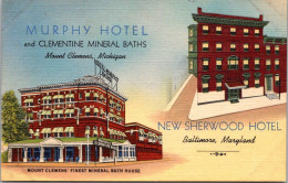 Maryland Baltimore New Sherwood Hotel & Murphy Hotel And Clementine Mineral Baths Curteich - Baltimore