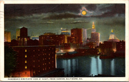 Maryland Baltimore Panoramic Birds Eye View At Night From Harbor1920 - Baltimore