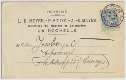 FRANCE - 1905 5c Vert-bleu Type Blanc (Yv.111) Sur Carte Commerciale De LA ROCHELLE à FLEKKEFJORD, Norvège - Covers & Documents