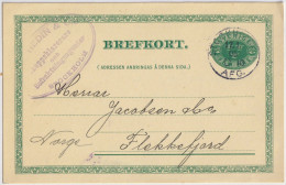 SWEDEN - 1905 5c Postal Card Mi.P19 Used From STOCKHOLM To FLEKKEFJORD, Norway - Postal Stationery