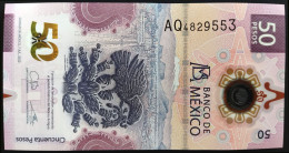 MEXICO $50 ! SERIES AQ NEW 7-Jul-22 DATE ! Galia Sign. AXOLOTL & EAGLE IND. POLYMER NOTE Read Descr. For Notes - México