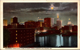 Maryland Baltimore Panoramic Birds Eye View From Harbor At Night - Baltimore