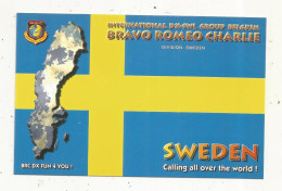 Cp , Carte QSL 4 Pages,  BRAVO ROMEO CHARLIE, International DX - SWL Group Belgium, SWEDEN, SUEDE,  2 Scans - Radio Amateur