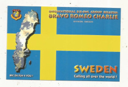 Cp , Carte QSL 4 Pages,  BRAVO ROMEO CHARLIE, International DX - SWL Group Belgium, SWEDEN, SUEDE,  2 Scans - Radio Amatoriale