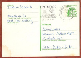 P 131 Wasserschloss Inzlingen, MS Lederwarenmesse Offenbach, 1981 (16442) - Postkaarten - Gebruikt