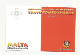 Cp , Carte QSL 4 Pages,  BRAVO ROMEO CHARLIE, International DX - SWL Group Belgium, MALTA, MALTE,  2 Scans - Radio Amateur