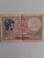 CINQ FRANCS - MINERVE -  1-6-1933  - E 55614  - - 5 F 1917-1940 ''Violet''