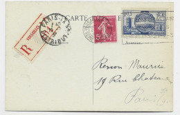 FRANCE N° 400+278B CARTE POSTALE CONCORDANTE  REC MEC VERSAILLES SOUVENIR BRITANNIQUES 1938 - ....-1949