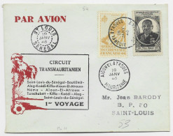 MAURITANIE 2FR+1FR LETTRE COVER AVION AIOUNEL ATROUSS 18 JANV 1946 TO ST LOUIS DAKAR CIRCUIT - Brieven En Documenten