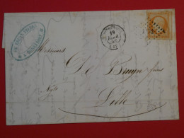 BP 15 FRANCE BELLE LETTRE 1856  DUNKERQUE A LILLE  + NAPOLEON  40C  +VOISIN +AFFR. INTERESSANT++ - 1853-1860 Napoleon III