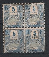 GUADELOUPE - 1904 - Taxe TT N°Yv. 15 - 5c Bleu - Bloc De 4 - Neuf Luxe ** / MNH / Postfrisch - Strafport