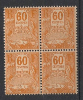 GUADELOUPE - 1904 - Taxe TT N°Yv. 21 - 60c Jaune-brun - Bloc De 4 - Neuf Luxe ** / MNH / Postfrisch - Strafport