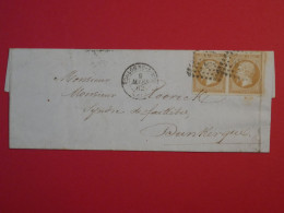 BP 15 FRANCE BELLE LETTRE  1862   BOULOGNE  A DUNKERQUE  + PAIRE NAPOLEON N° 13  +AFFR. INTERESSANT++ - 1853-1860 Napoléon III.