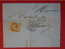 BP 15 FRANCE BELLE LETTRE  1859  BORDEAUX A FLEURANCE   + NAPOLEON 40C   +AFFR. INTERESSANT++ - 1853-1860 Napoléon III.