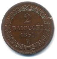 2 BAIOCCHI PAPA PIO IX 1851 ROMA MONETA 2° TIPO STATO PONTIFICIO SPL - Andere & Zonder Classificatie
