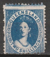 Queensland 1881 2 Shilling Blue, Wz.6 Mi.48 (*) Mint No Gum (as Issued) - Ungebraucht