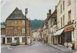 Saint Saens.Rue Du Général De Gaulle. Crédit Agricole Avec Ancien Poteau électrique, Boucherie. Grd Format. - Saint Saens