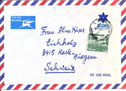 Israel Air Mail Cover Sent To Switzerland - Luchtpost