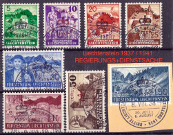 Liechtenstein 1937/41: REGIERUNGS + DIENSTSACHE (Officiel) Zu 21-28 Mi 20-27 Yv TS 20-27 O VADUZ 8.VIII.38 (CHF 40.00) - Dienstzegels