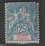 GRANDE COMORE - N°16 * (1900-07) 25c Bleu - Ungebraucht