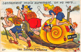 85-LES-SABLES-D'OLONNE-CARTE A SYSTEME DEPLIANTE  LENTEMENT MAIS SUREMENT ON VA VERS ... - Sables D'Olonne