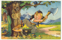 CPA - Illustrateur ? Série Minouvis N°36 - "Après La Rupture" - Arbre Avec Coeurs Entrelacés, Bucheron Abattant L'arbre - 1900-1949