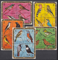 Burundi 1970/1971 Birds 5 Blocks Of 4, Used - Gebraucht