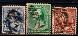 STATI UNITI - 1890 - BENJAMIN FRANKLIN, GEORGE WASHINGTON (BUSTO DI HOUDON) E ULYSSES GRANT - USATI - Used Stamps