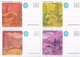 ANDORRA - VEGUERIA EPISCOPAL LOTE DE 6 TARJETA / ENTERO POSTAL PUENTES ROMANICOS  AÑO 1982 - Bischöfliche Viguerie