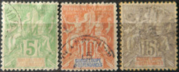 R2141/31 - 1900/1901 - COLONIES FRANÇAISES - GUADELOUPE - N°40 à 42 - Oblitérés