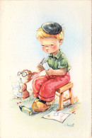 ENFANTS - Illustration Signée I Venet - Enfant Assis Sur Un Tabouret Avec Un Béret - Tortue - Carte Postale Ancienne - Scenes & Landscapes