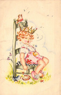 ENFANTS - Illustration Non Signée - Princesse S'est Endormie Sur Son Trône - Carte Postale Ancienne - Scene & Paesaggi