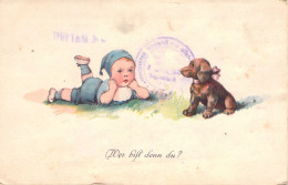 ENFANTS - Illustration Non Signée - Garçonnet Et Son Chien - Carte Postale Ancienne - Scene & Paesaggi