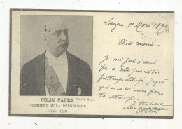 Cp , Reproduction, Célébrité ,  FÊLIX FAURE, Président De La République ,1865-1899 - Politicians & Soldiers