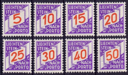 Liechtenstein 1928: ERSTE NACHPORTO-Marken Nr. 13-20 In Schweizer Währung * Falz Charnière MH (Zu CHF 135.00 -50%) - Taxe