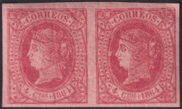 Spain 1864 Sc 62a Espana Ed 64a Yt 60 Pair MNH** Cracked Gum Creases - Nuevos