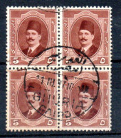 EGYPTE - EGYPT - 1923 - FOUAD 1er - KING - ROI - 5 - Oblitéré - Used - Bloc De 4 - Block Of 4 - - Usados