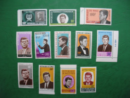 Grandes Séries Des Pays D'Expression Françaises :  1964 Président J.F. Kennedy  Série Complète 12  Valeurs Neuf ** - Non Classés
