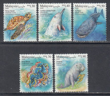 2020 Malaysia Marine Life Turtles Fish Dolphins Manatee Complete Set Of 5 MNH - Malaysia (1964-...)