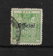 NEW ZEALAND 1943 5s SG O133aw WATERMARK INVERTED, PERF 14 FINE USED Cat £6 - Service