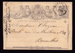 DDDD 745 -- Entier Postal 1 Ou 2A Double Cercle FOSSES 1872 Vers Bruxelles - Signé Elise Ravelli - Cartes Postales 1871-1909