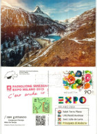 PAVILLON SUISSE.EXPO UNIVERSELLE MILANO 2015."Matterhorn With Zmutt Dam" Souvenir Philatélique Du Pavillon Suisse - Cartas & Documentos