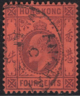 Hong Kong 1903 Used Sc 73 4c Edward VII Shanghai Cancel - Usados