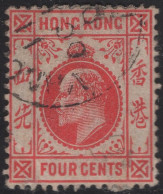 Hong Kong 1904-11 Used Sc 90 4c Edward VII - Usati